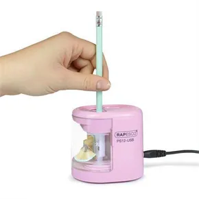 Desktop-Schärfer "PS12-USB", rosa, 2 Löcher, Akku/USB, RAPESCO
